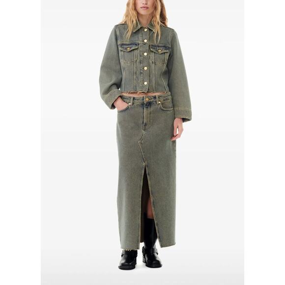 Women's Ganni Y2K Brown Overdied Denim Maxi Skirt in Shitake US 20 Streetwear - Picture 6 of 7